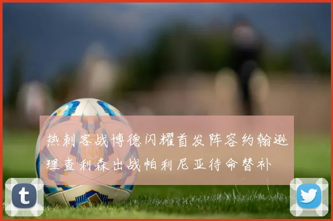 热刺客战博德闪耀首发阵容约翰逊理查利森出战帕利尼亚待命替补